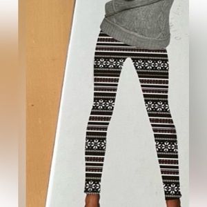 Oh My Snowflake patterned fleece lined leggings holiday Christmas winter